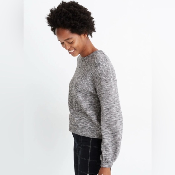 Madewell Tops - Madewell Textured Crew Neck Sweatshirt Heather Coal Size Small Cotton Office
